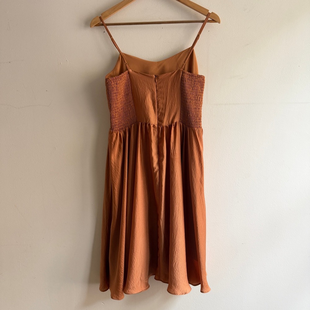 dRA Women's Summer Midi Dress Fit Flare Smocked Back Burnt Orange Medium - Picture 4 of 9